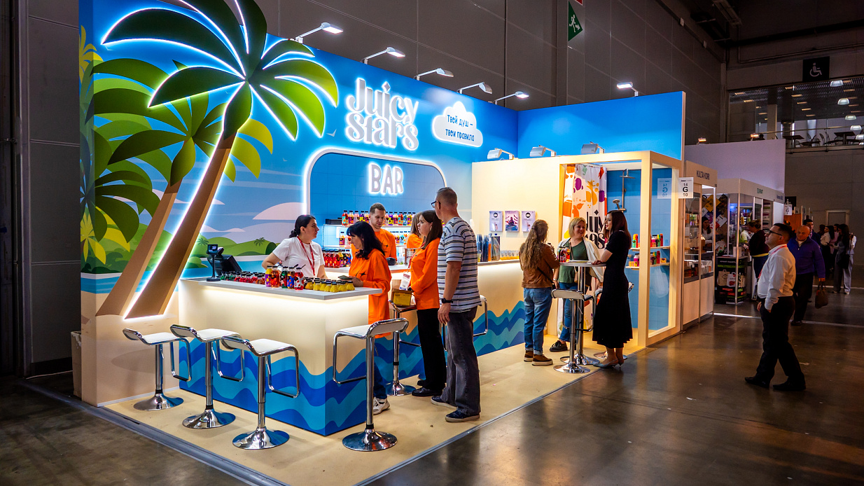 Дизайн-проект и застройка стенда «JUICY STARS, InterSharm - 2025»